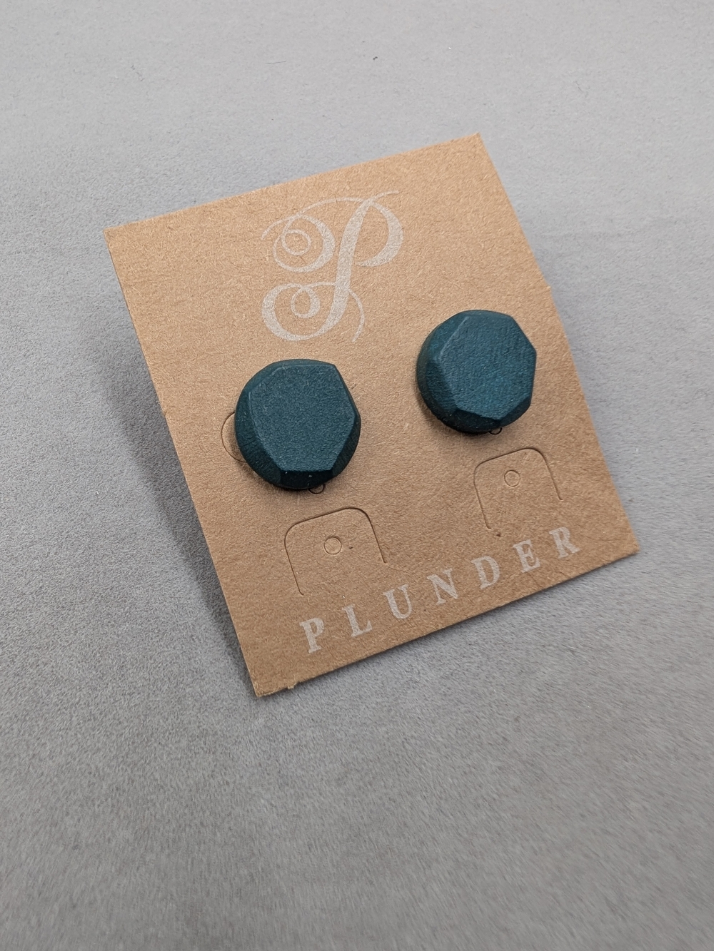 Plunder Deep Teal Faceted Geometric Stud Earrings | 1103